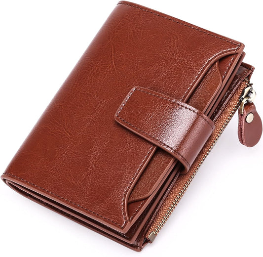 Compact Multi-Functional Wallet in Genuine Leather with RFID Protection