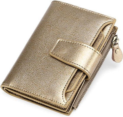 Compact Multi-Functional Wallet in Genuine Leather with RFID Protection