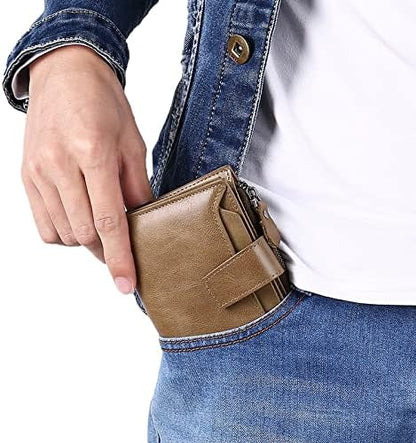Compact Multi-Functional Wallet in Genuine Leather with RFID Protection