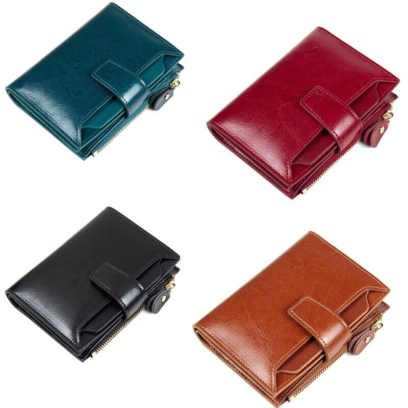 Compact Multi-Functional Wallet in Genuine Leather with RFID Protection