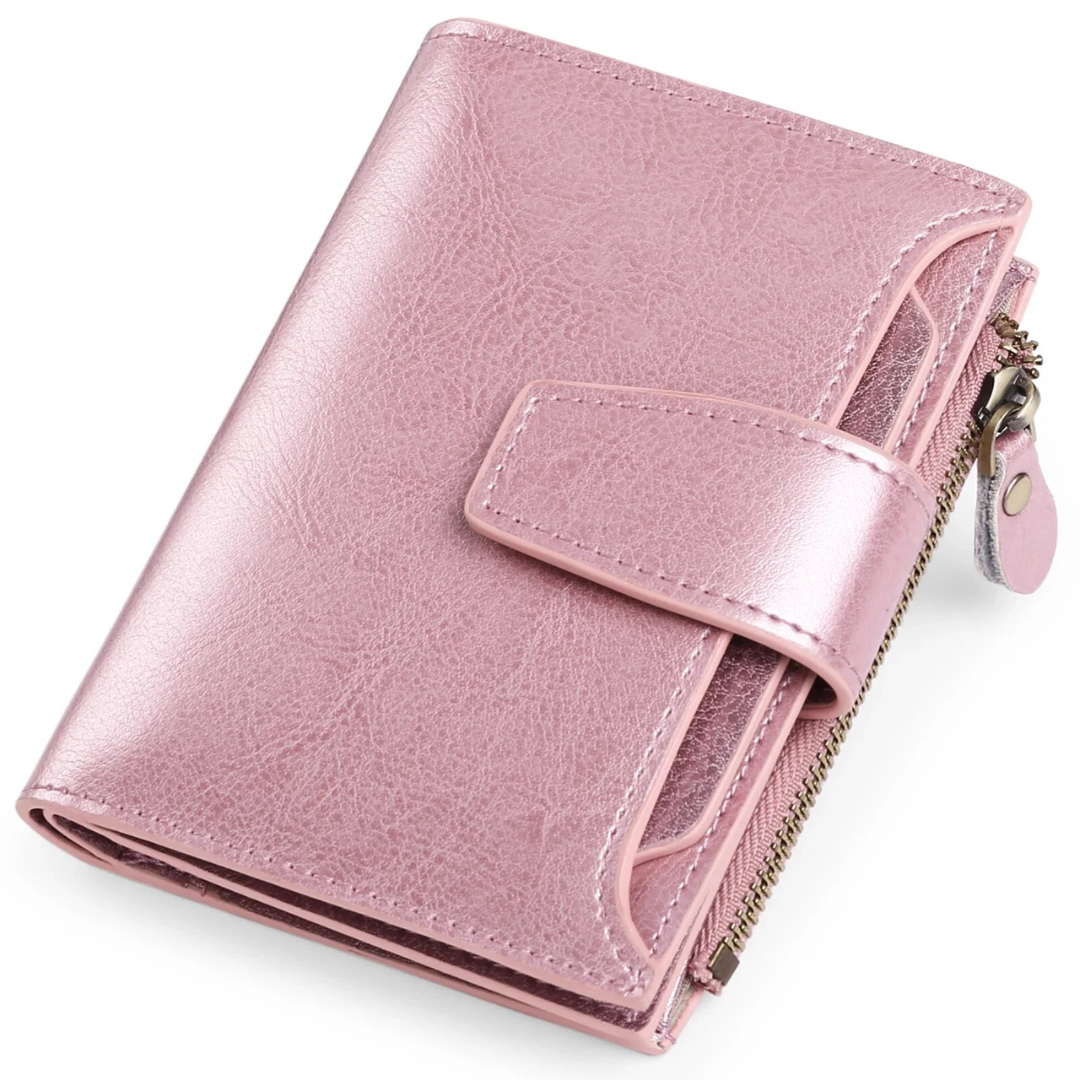 Compact Multi-Functional Wallet in Genuine Leather with RFID Protection