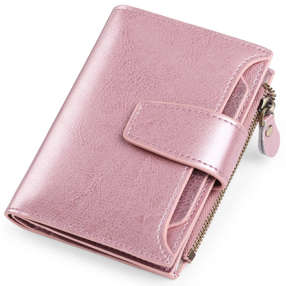 Compact Multi-Functional Wallet in Genuine Leather with RFID Protection