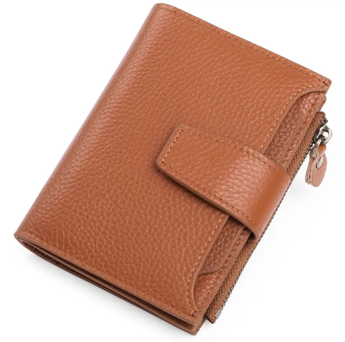Compact Multi-Functional Wallet in Genuine Leather with RFID Protection