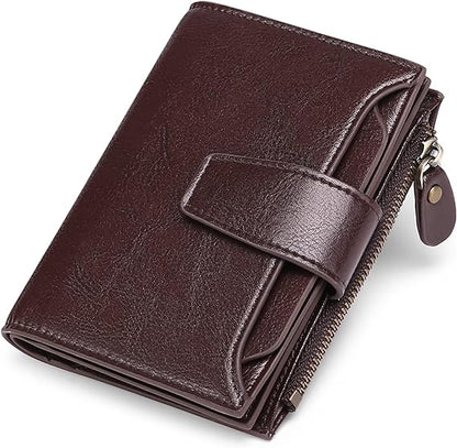 Compact Multi-Functional Wallet in Genuine Leather with RFID Protection