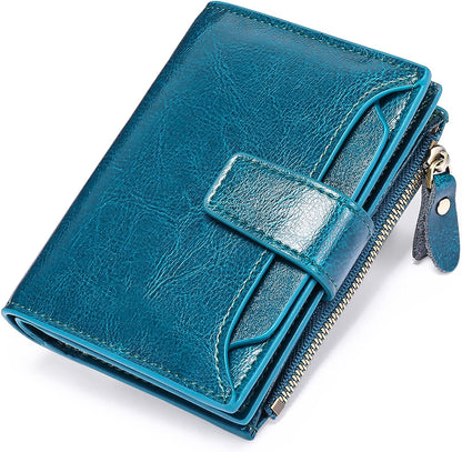 Compact Multi-Functional Wallet in Genuine Leather with RFID Protection