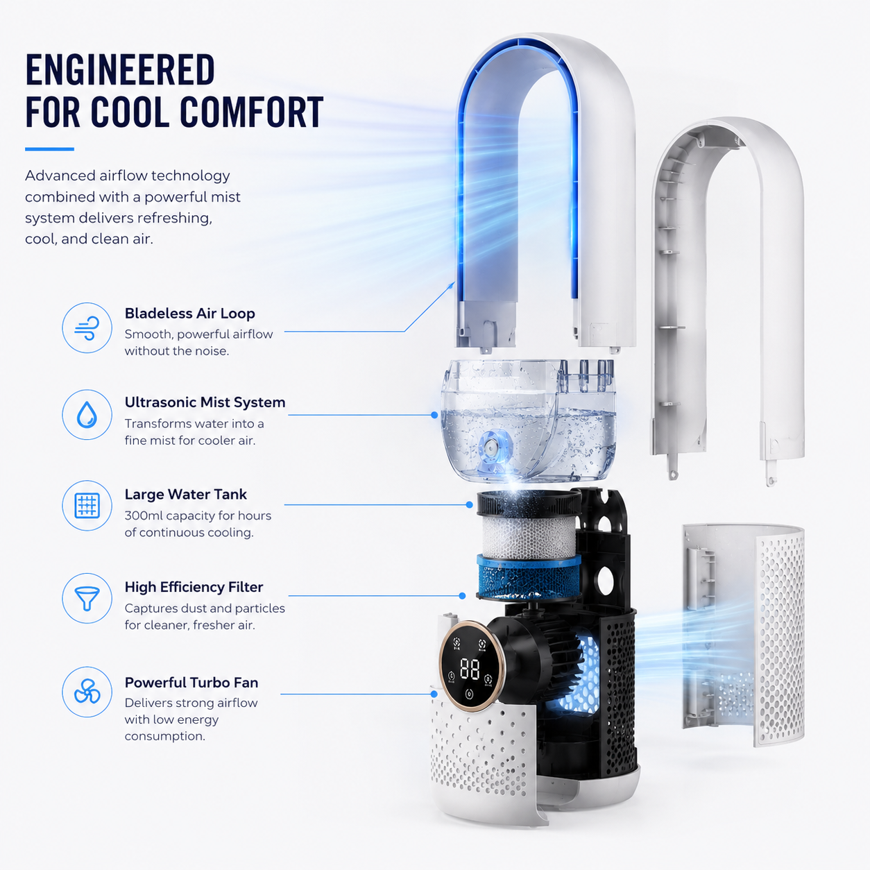 Compact Bladeless Air Cooler – Quiet and Portable Cooling Device