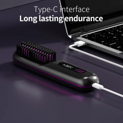 Wireless Hair Straightening Brush with Smart Temperature Control