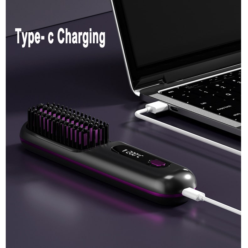 Wireless Hair Smoother Brush with Digital Heat Control