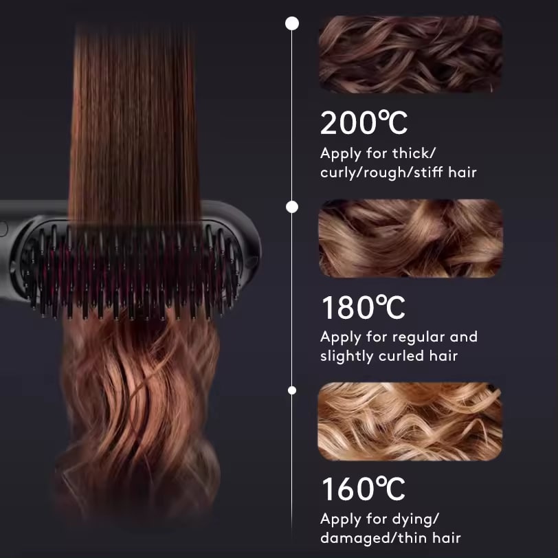 Wireless Hair Smoother Brush with Digital Heat Control