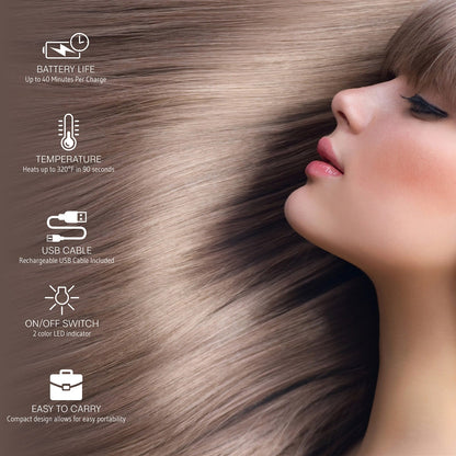Portable Wireless Hair Smoother with Ceramic Plates - USB Rechargeable