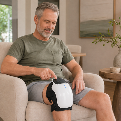 Heated Cordless Knee Massager with Vibration – 3 Heat Settings, 3 Massage Modes, 3000mAh Battery, Adjustable Wrap for Knee, Elbow, Shoulder