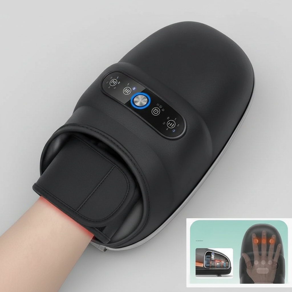 Wireless Hand Massager with Heat and Air Compression | 6 Settings for Fingers, Palms, and Wrists, USB-C Rechargeable