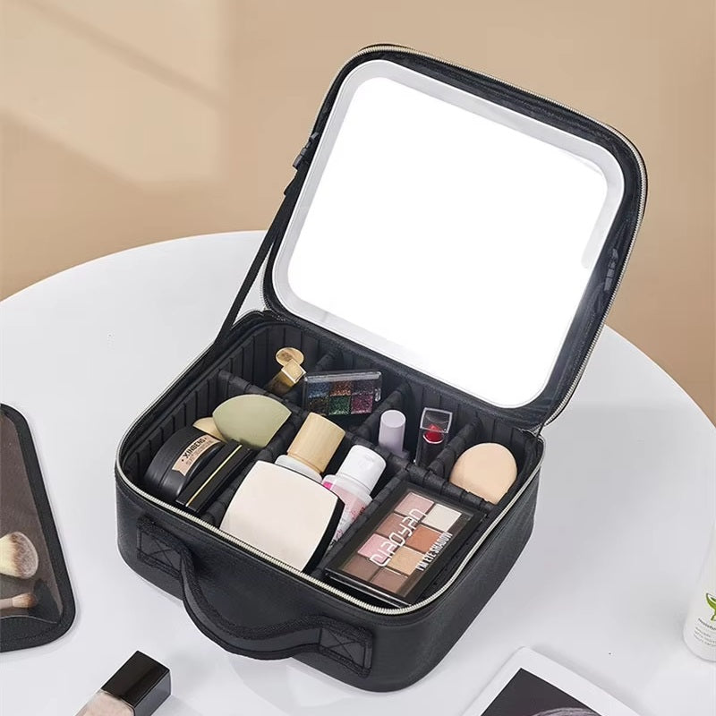 LED Mirror Travel Makeup Organizer with Ample Storage Space