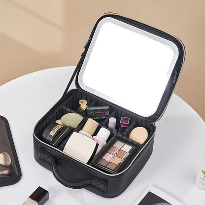 LED Mirror Travel Makeup Organizer with Ample Storage Space