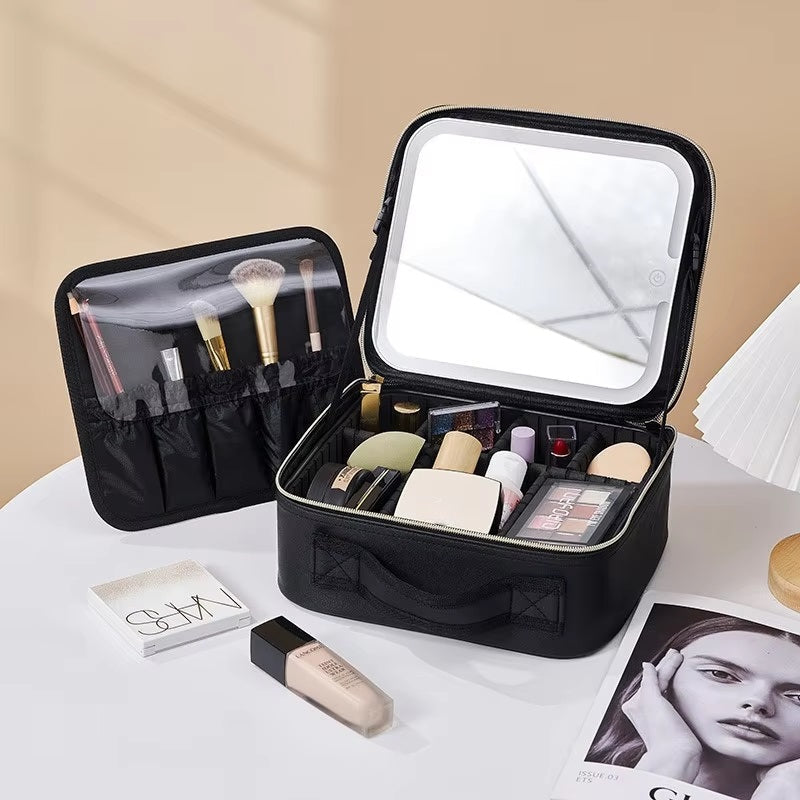 LED Mirror Travel Makeup Organizer with Ample Storage Space