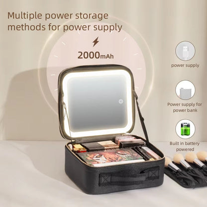 LED Mirror Travel Makeup Organizer with Ample Storage Space
