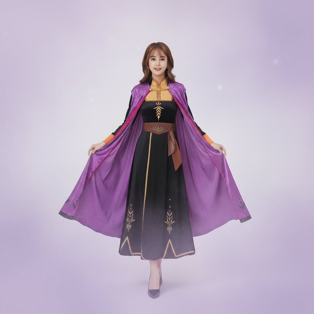 Royal Enchantress Adult Costume with Flowing Cape and Embroidery