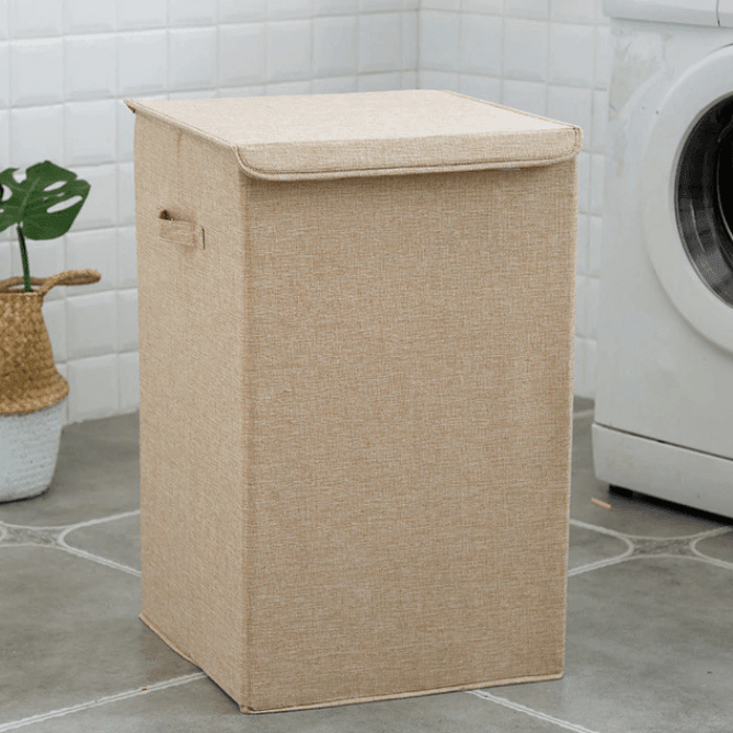 Bamboo Linen Laundry Basket with Lid