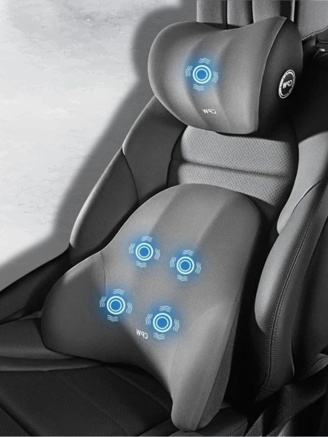 Vibrating Car Massage Seat Cushion with Adjustable Head Support
