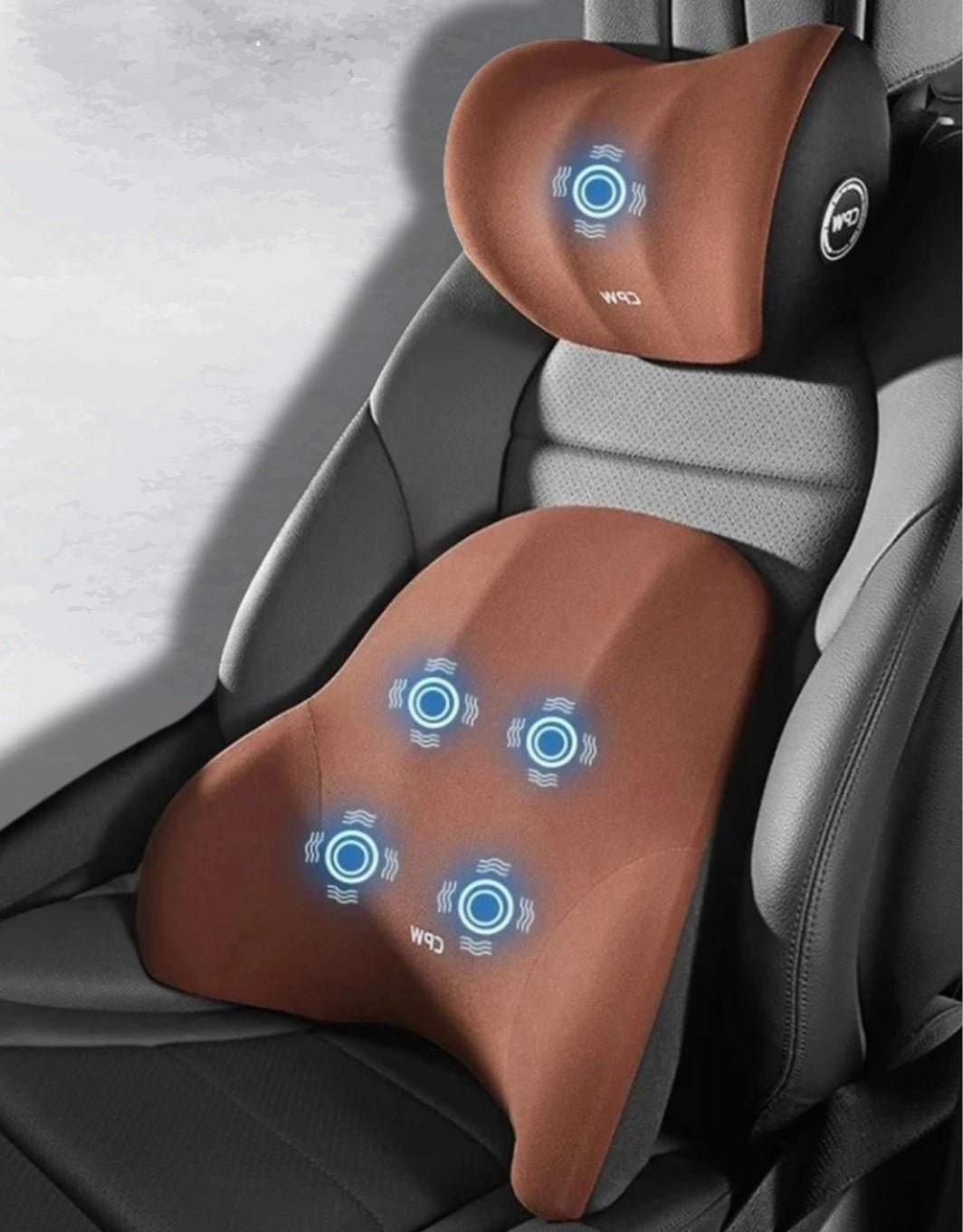 Vibrating Car Massage Seat Cushion with Adjustable Head Support