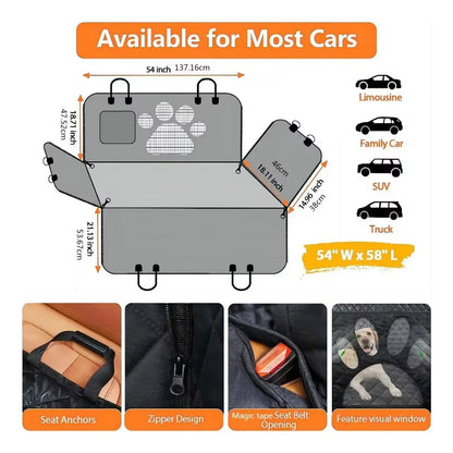 Waterproof Dog Car Seat Protector with Hammock Feature