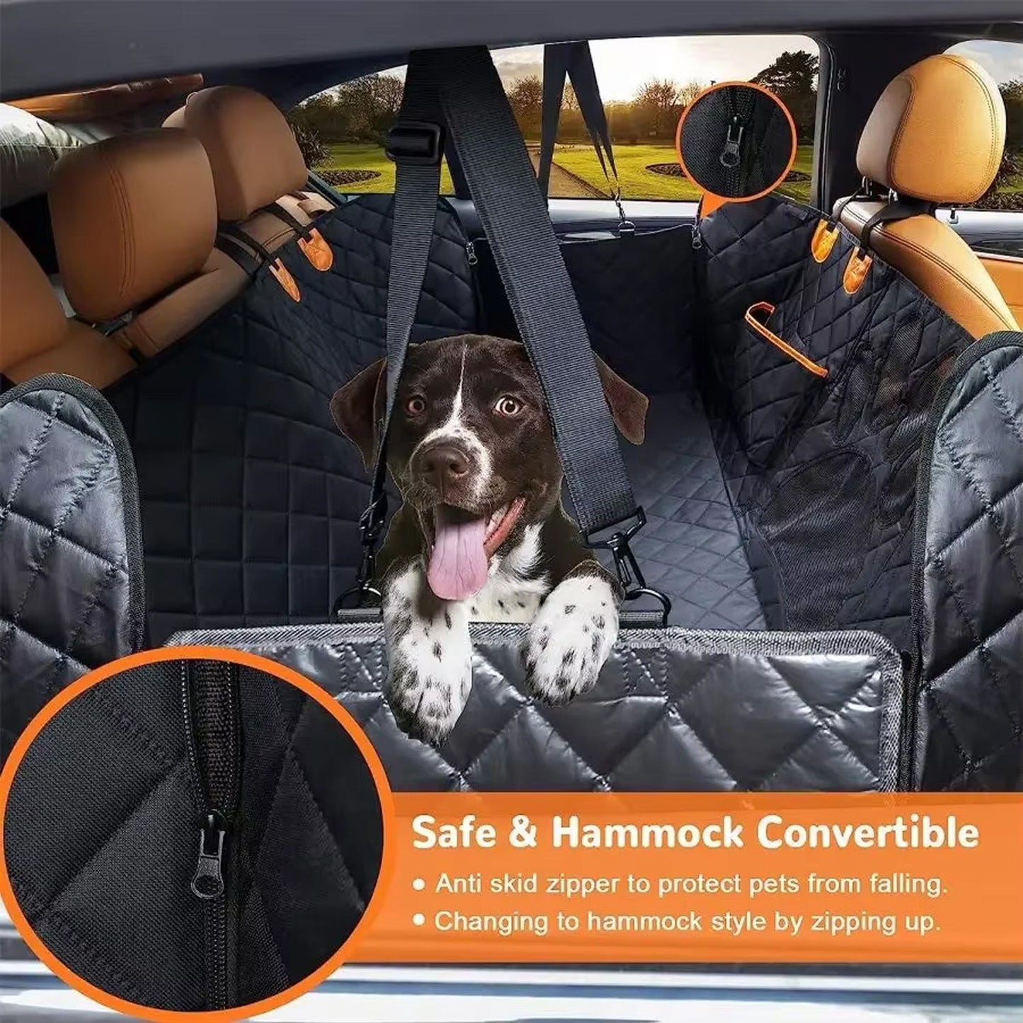 Waterproof Dog Car Seat Protector with Hammock Feature