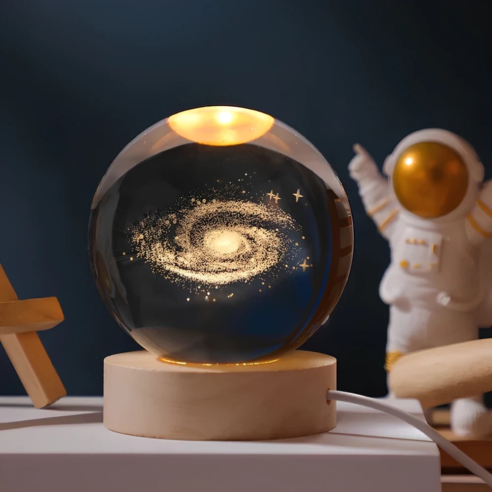 Enchanting 3D Crystal Sphere Lamp with Warm LED Glow