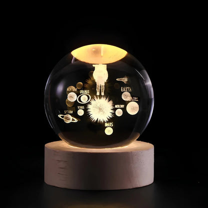 Enchanting 3D Crystal Sphere Lamp with Warm LED Glow