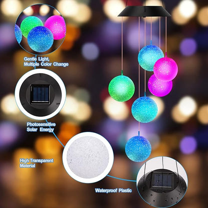 Solar-Powered Crystal Orb Wind Chimes for Enchanting Spaces
