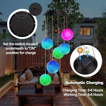 Solar-Powered Crystal Orb Wind Chimes for Enchanting Spaces