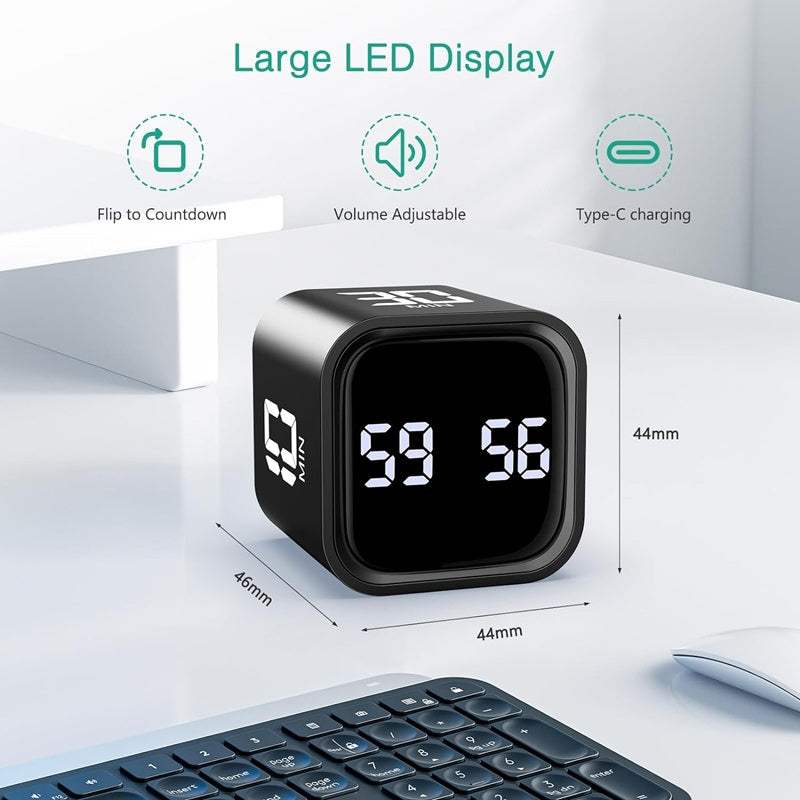 Gravity Sensing Timer Cube with LED Display and Smart Features