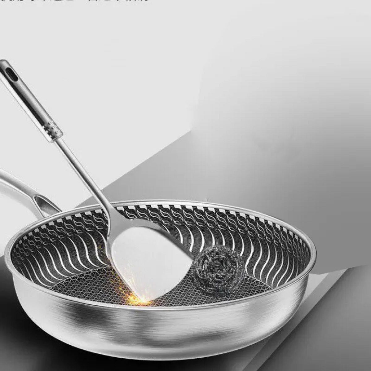 Non-Stick Wok Pan with Honeycomb Design – Stainless Steel Stir-Fry