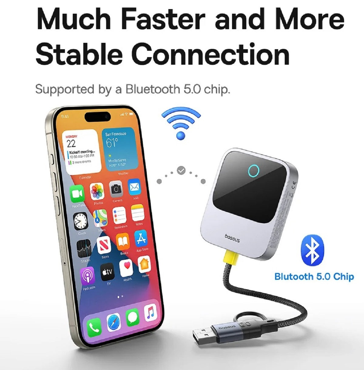 Bluetooth Converter for Car Connection - Wireless Plug and Play Adapter