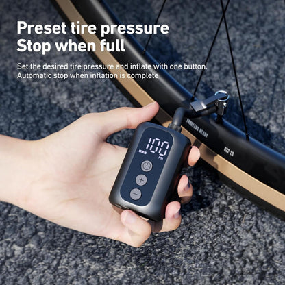 Electric Tire Inflator for Road and Mountain Bicycles - Portable Pump