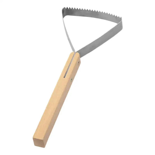 Garden Weeder Tool | Triangular Grass Scraper with Metal Blade and Wooden Handle 26.8 x 12 cm