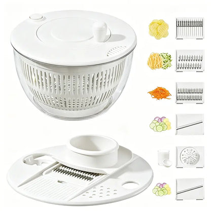 Versatile Salad Spinner with Multi-Cutting Inserts for Effortless Meal Prep