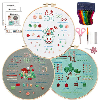 Beginner Embroidery Kit with Washable Patterns | Adjustable Bamboo Frame