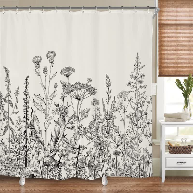 Serene Botanical Waterproof Shower Curtain for Your Bath