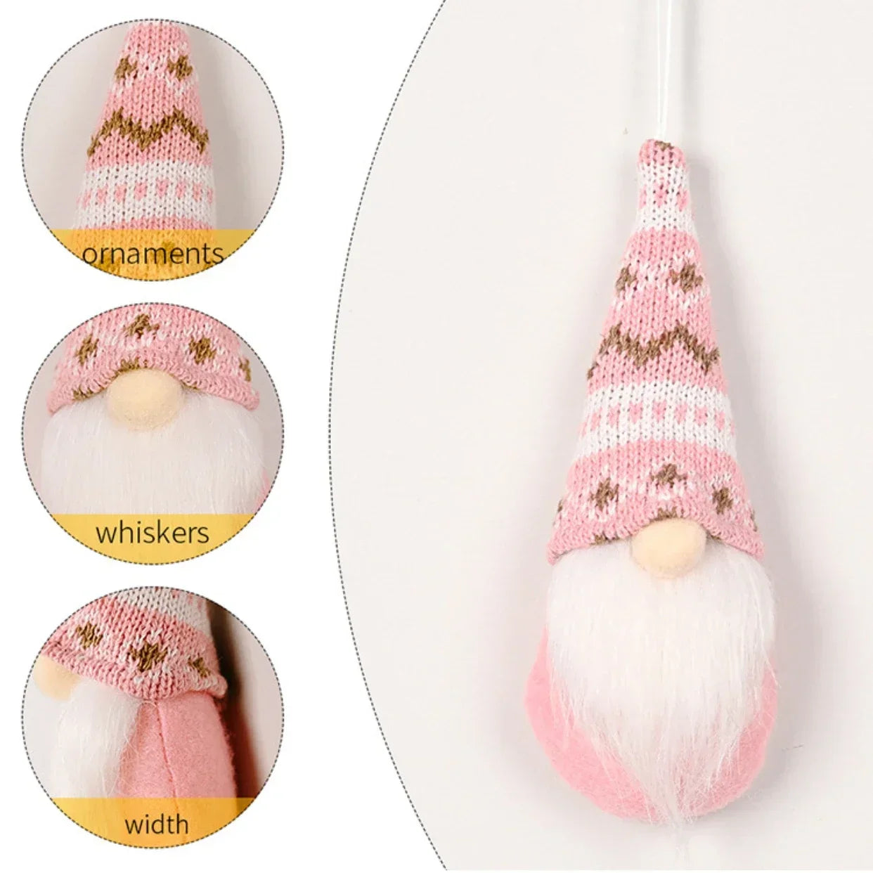 3-Piece Scandinavian Gnome Decoration Set | Fabric and Plush | Hanging Ornaments for Christmas Tree & Home