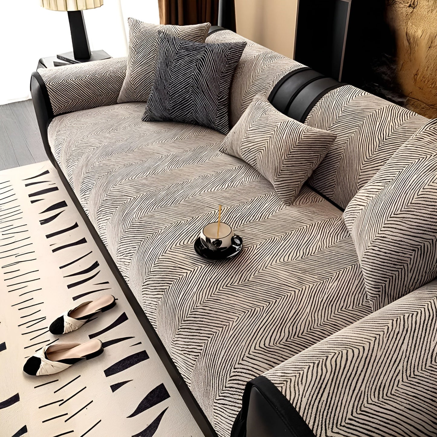 Soft Chenille Sofa Cover – Durable, Easy Care with Tree Pattern