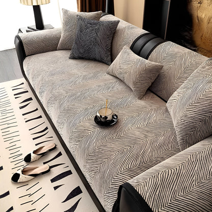 Soft Chenille Sofa Cover – Durable, Easy Care with Tree Pattern