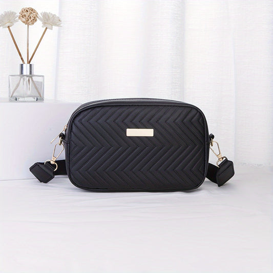 Black Sequin-Embellished PU Messenger Bag – Stylish Shoulder Bag with Detachable Strap