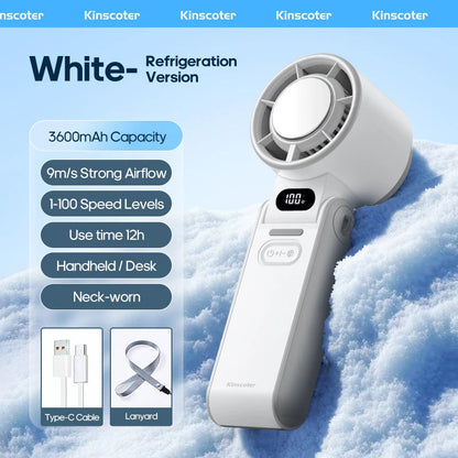 Mini Fan with 100 Speeds | 3600 mAh Rechargeable Battery | Foldable & Ice Cooling