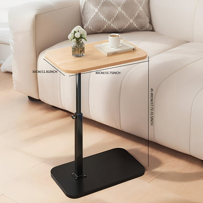 Wooden Side Table with Metal Frame – Adjustable Comfort Design