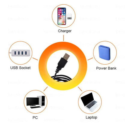 USB LED Projector for Sunset and Rainbow Effects – 13 Color Modes, 360° Rotation