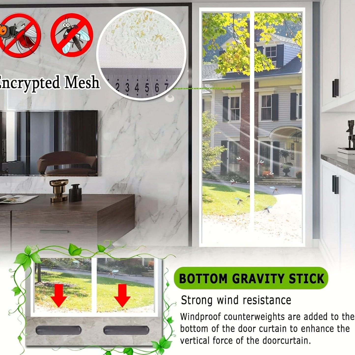 Magnetic Door Curtain for Insect Protection