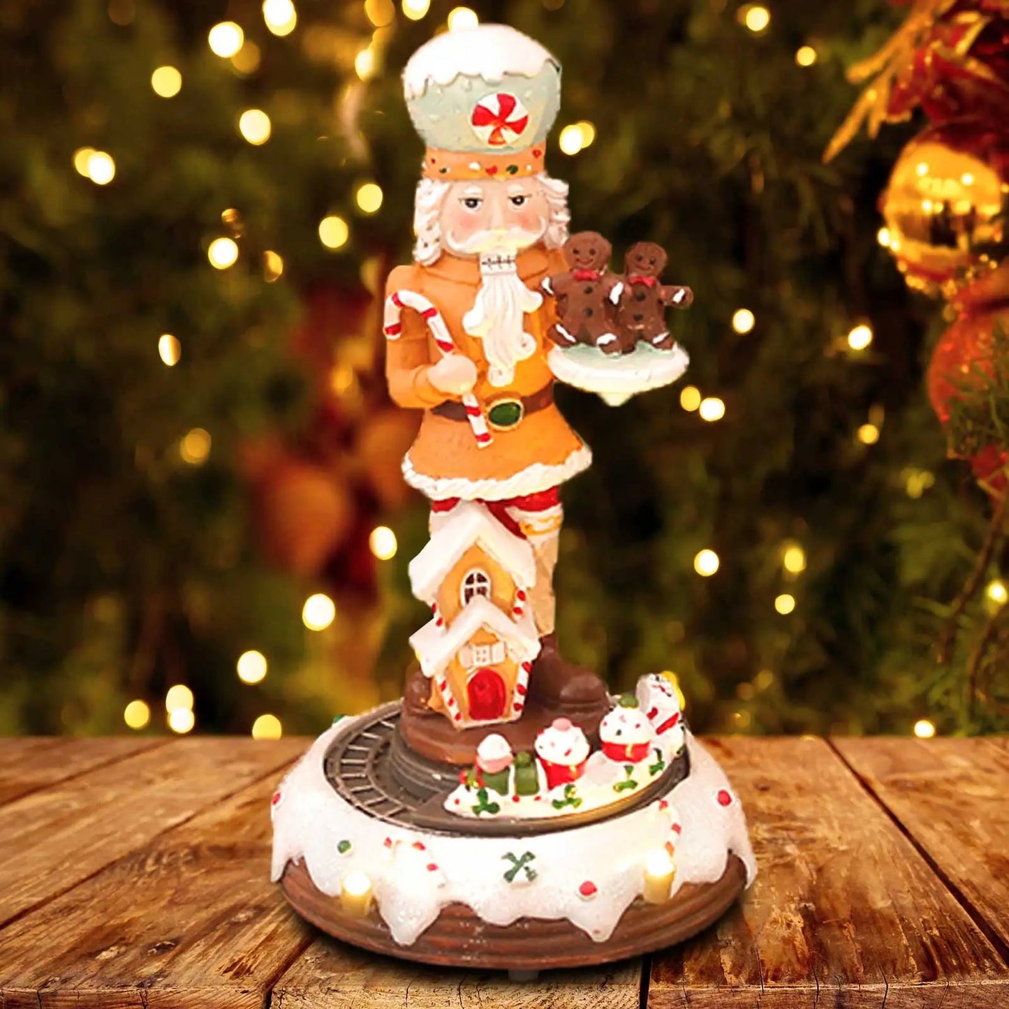 Animated Nutcracker with LED Lights and Music – Handcrafted Christmas Decor