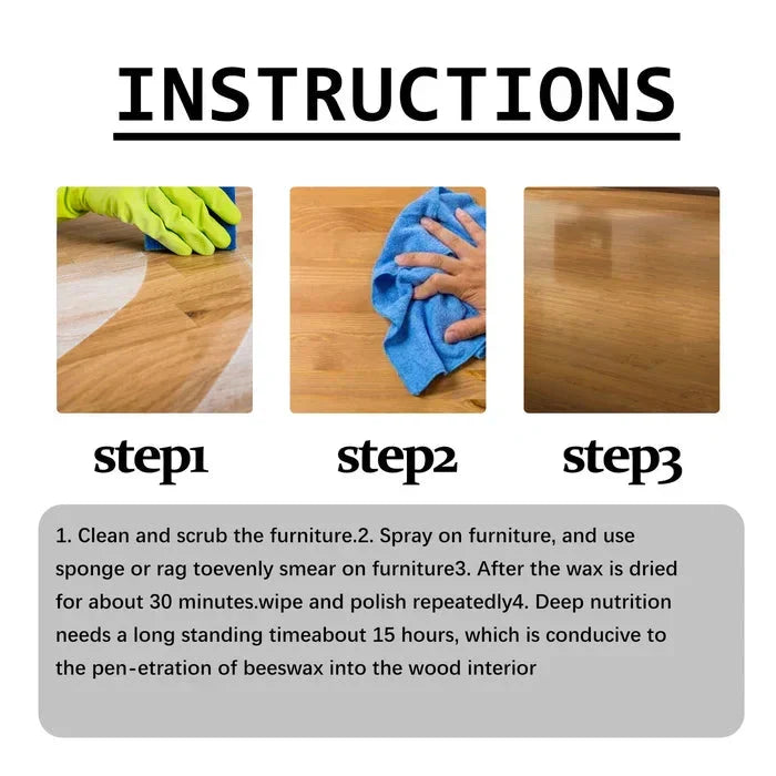 WoodRevive Natural Wax Spray 120 ml | Restores Shine & Nourishes Dry Wood | Ideal for Furniture, Floors & Wooden Surfaces