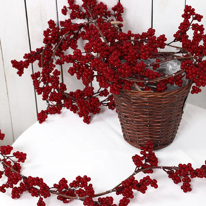 Artificial Berry Garland for Stylish Winter & Christmas Decor - Red Berries