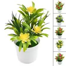 Artificial Potted Flowers | Lotus and Leaves | Home & Office Decor | 18 cm